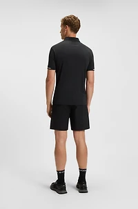 Stretch-mesh polo shirt with modern placket