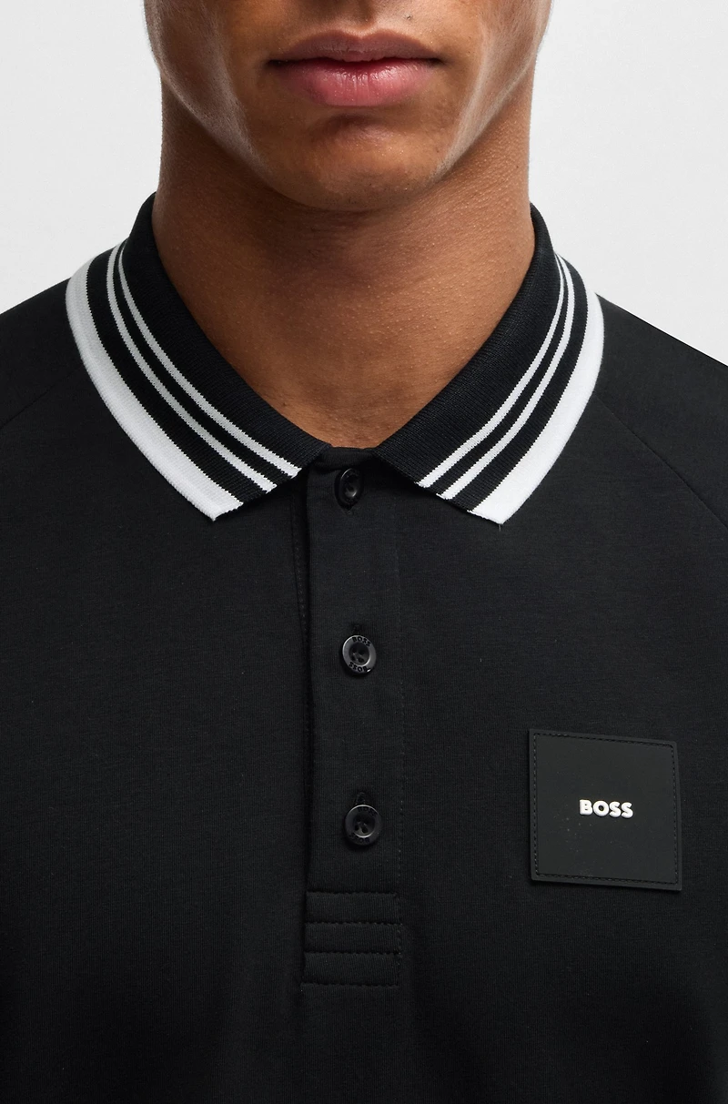 Paddy stretch-cotton polo shirt with striped collar