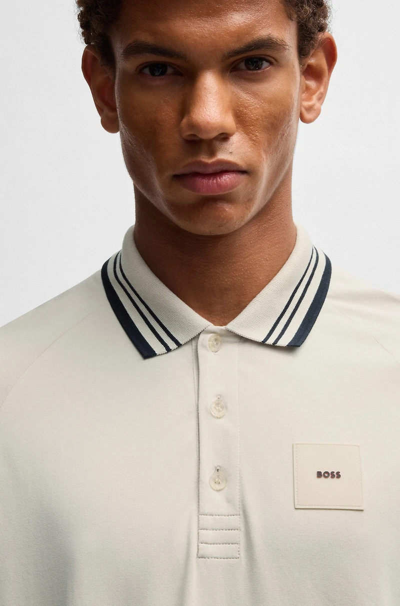 Paddy stretch-cotton polo shirt with striped collar