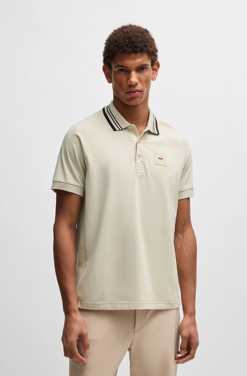Paddy stretch-cotton polo shirt with striped collar