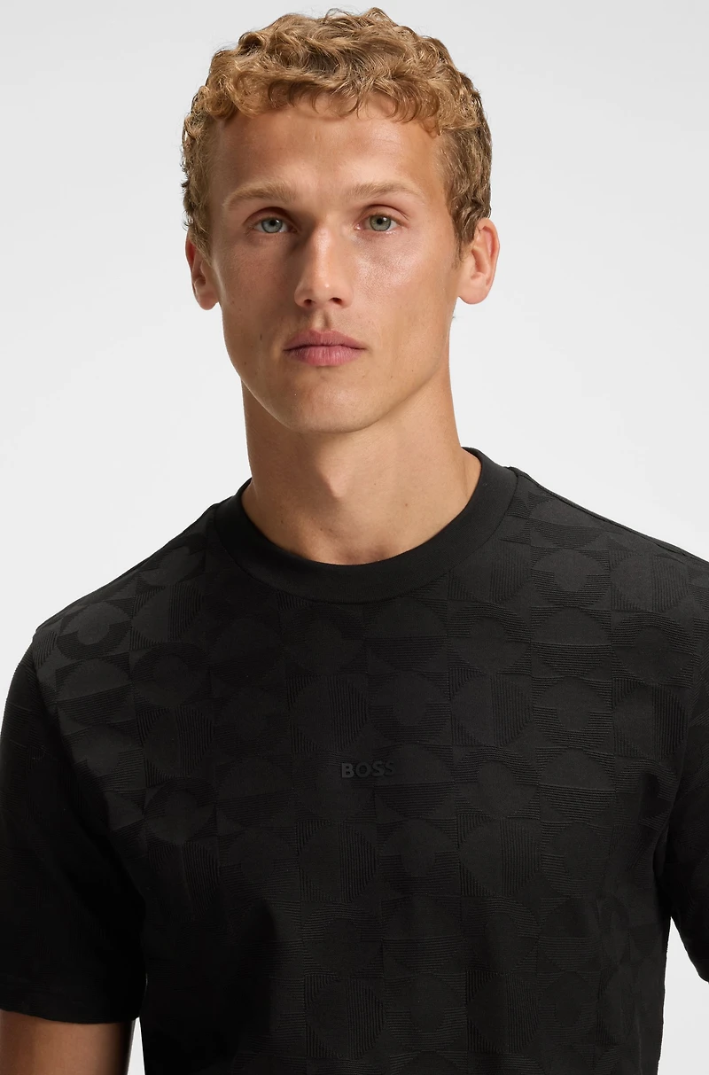 Relaxed-fit T-shirt cotton with circle jacquard