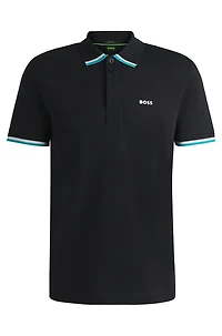 Paddy knit polo shirt cotton with striped trims