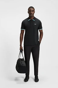 Paddy knit polo shirt cotton with striped trims