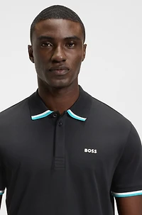 Paddy knit polo shirt cotton with striped trims