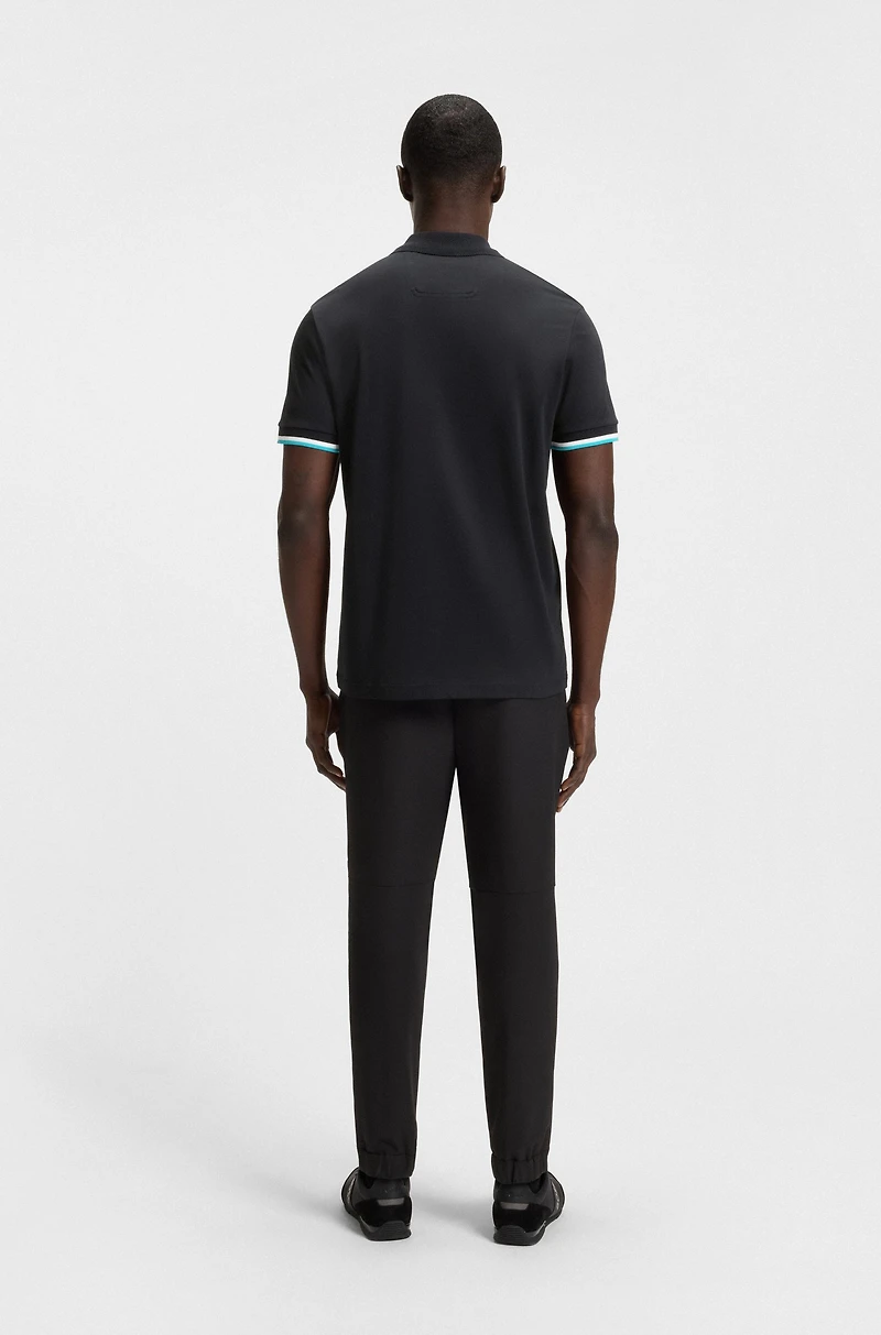 Paddy knit polo shirt cotton with striped trims