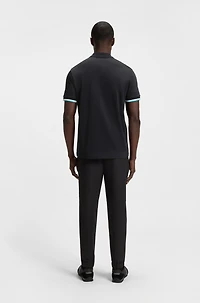 Paddy knit polo shirt cotton with striped trims