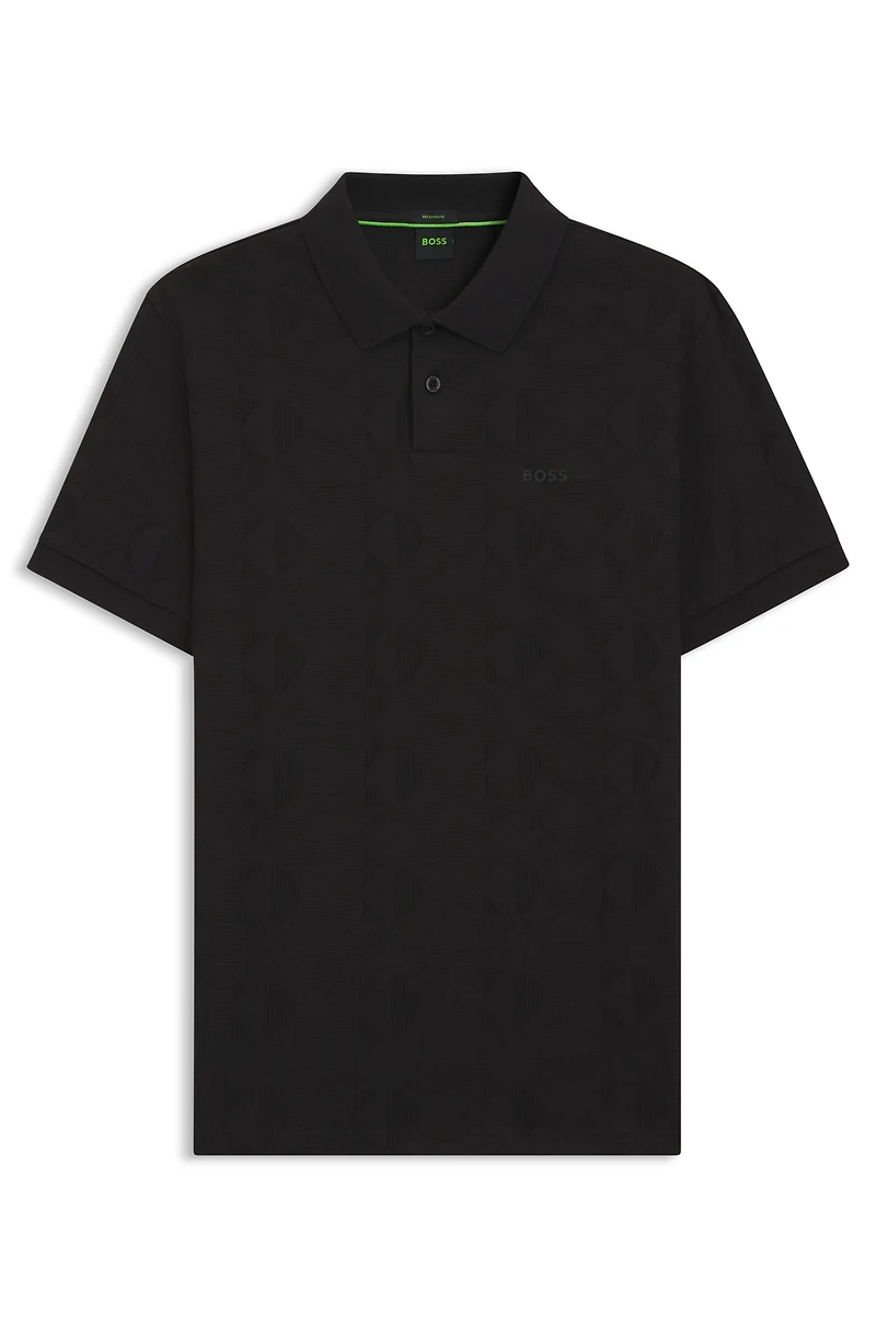 Cotton polo shirt with circle jacquard