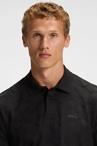 Cotton polo shirt with circle jacquard