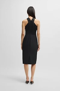 Twist-detail dress stretch fabric