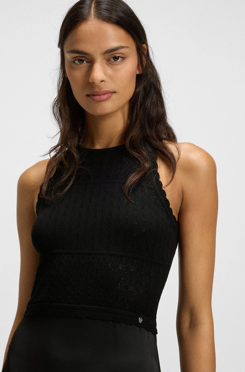 Knitted dress with contrast-fabric skirt