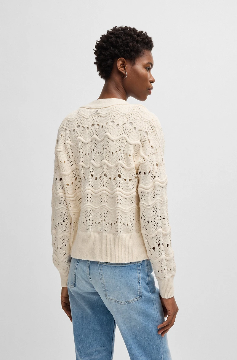 Open-knit cardigan a cotton blend