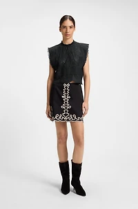 Regular-fit blouse cotton broderie with pleat details