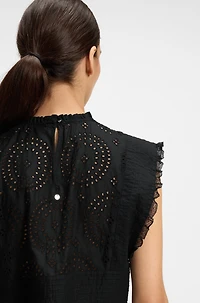 Regular-fit blouse cotton broderie with pleat details