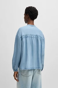 Relaxed-fit blouse denim-look fabric