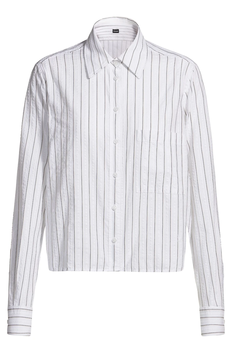 Regular-fit blouse a striped cotton blend
