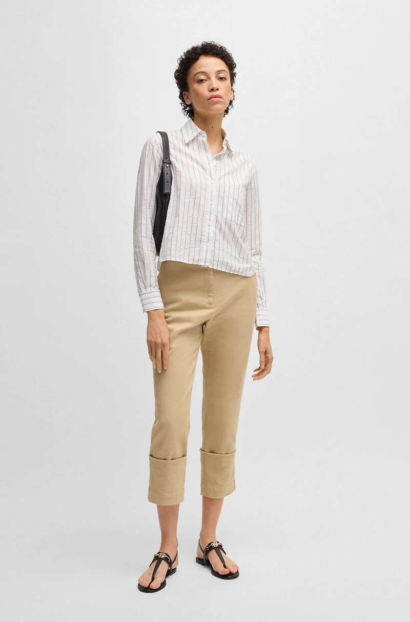 Regular-fit blouse a striped cotton blend