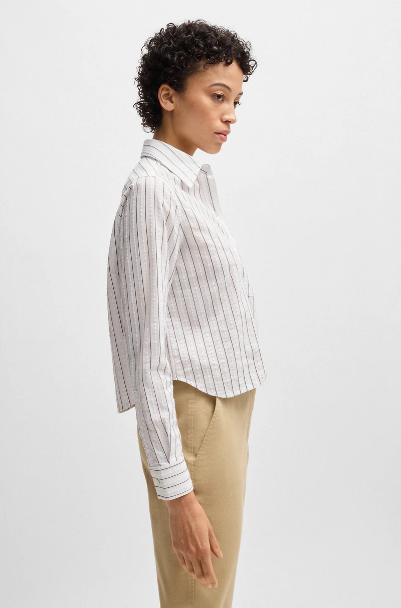 Regular-fit blouse a striped cotton blend