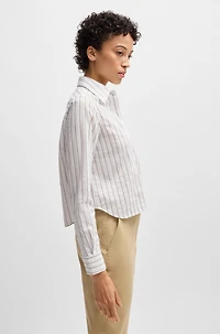 Regular-fit blouse a striped cotton blend
