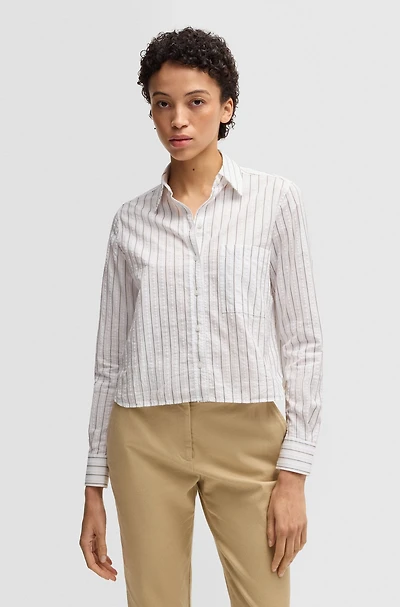 Regular-fit blouse a striped cotton blend
