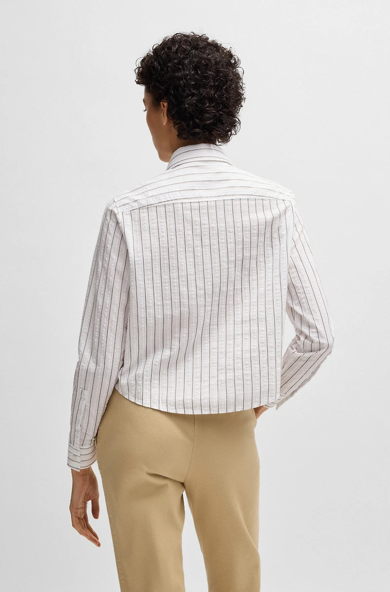 Regular-fit blouse a striped cotton blend