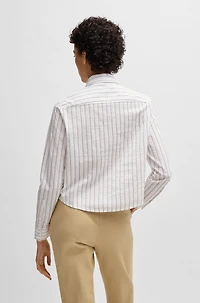 Regular-fit blouse a striped cotton blend