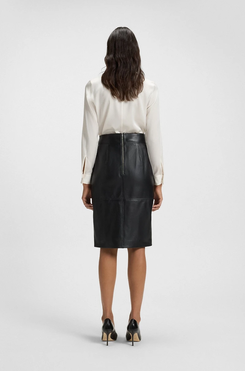 Collarless regular-fit blouse stretch silk