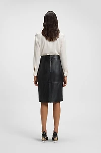 Collarless regular-fit blouse stretch silk