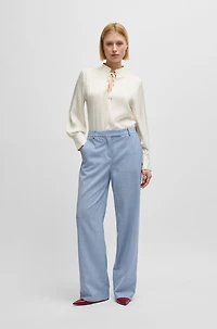Relaxed-fit blouse stretch silk with keyhole neckline