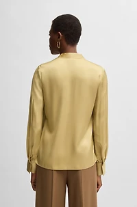 Relaxed-fit blouse stretch silk with keyhole neckline
