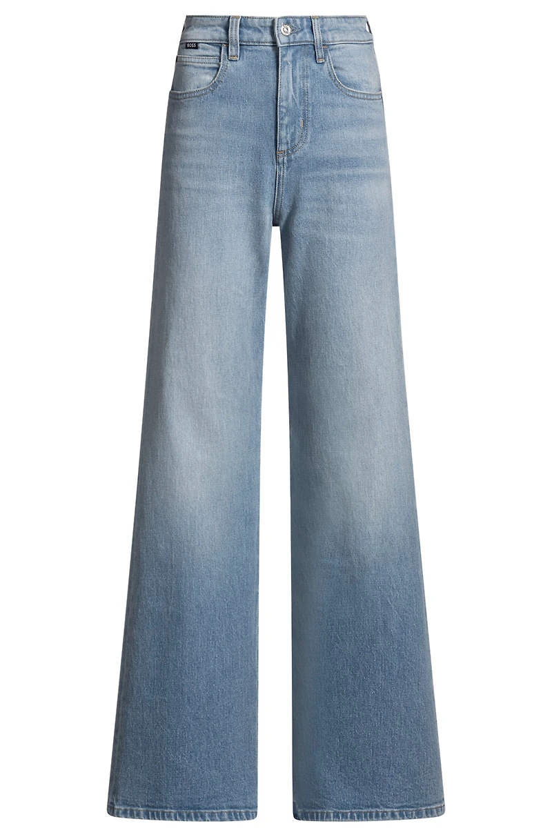 Flared-leg jeans blue comfort-stretch denim