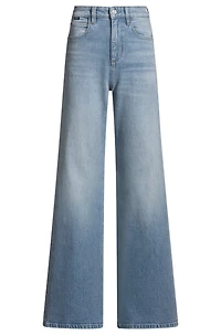Flared-leg jeans blue comfort-stretch denim