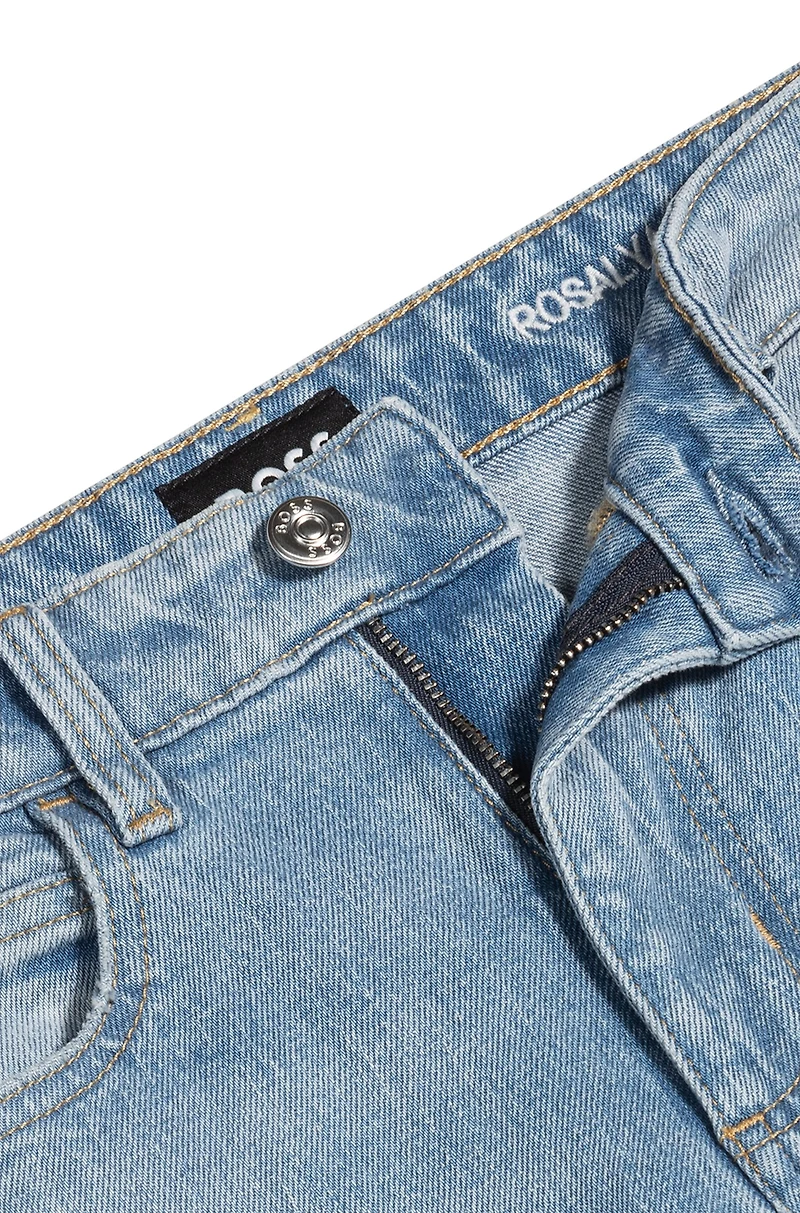 Flared-leg jeans blue comfort-stretch denim