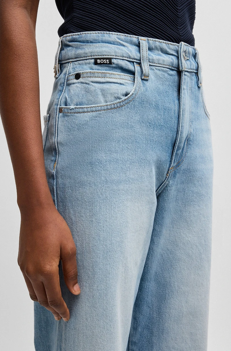 Flared-leg jeans blue comfort-stretch denim