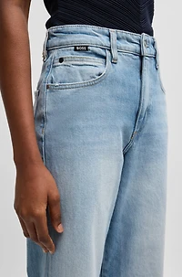 Flared-leg jeans blue comfort-stretch denim