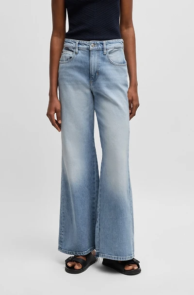 Flared-leg jeans blue comfort-stretch denim