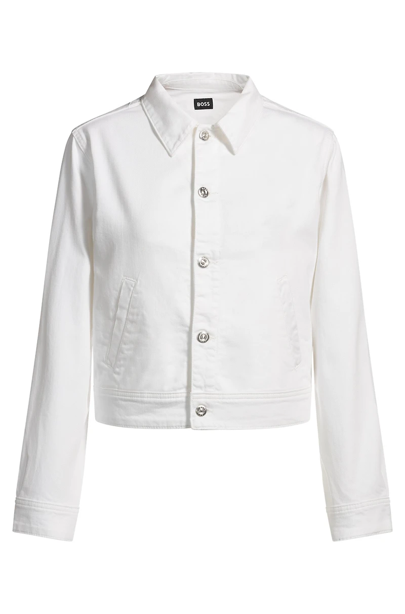 Straight-fit denim jacket white Egyptian cotton
