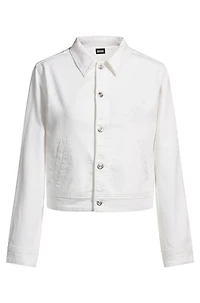 Straight-fit denim jacket white Egyptian cotton