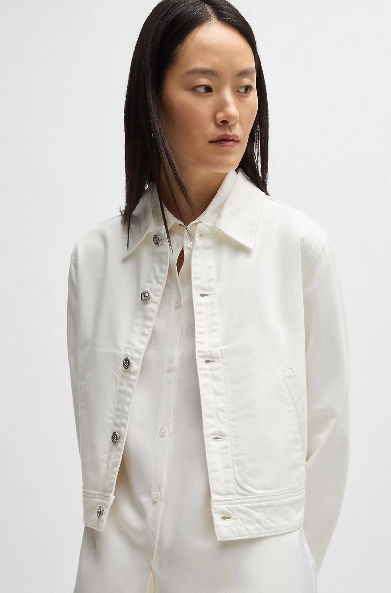 Straight-fit denim jacket white Egyptian cotton