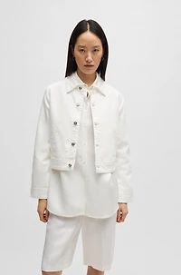 Straight-fit denim jacket white Egyptian cotton