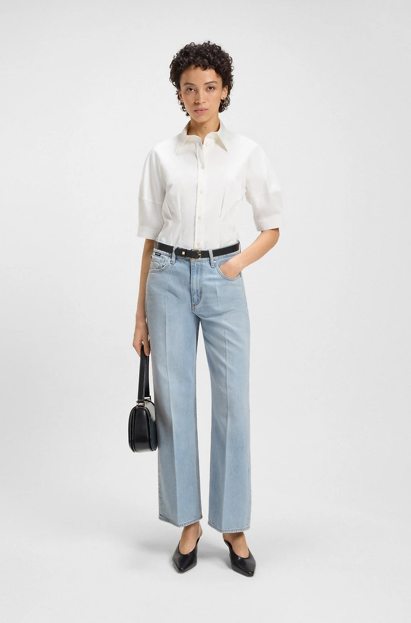 Wide-leg jeans blue rigid denim