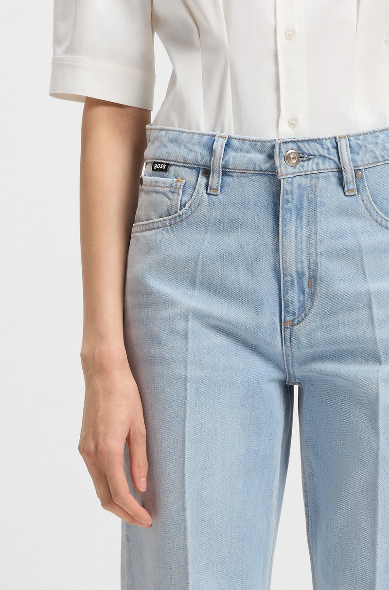 Wide-leg jeans blue rigid denim