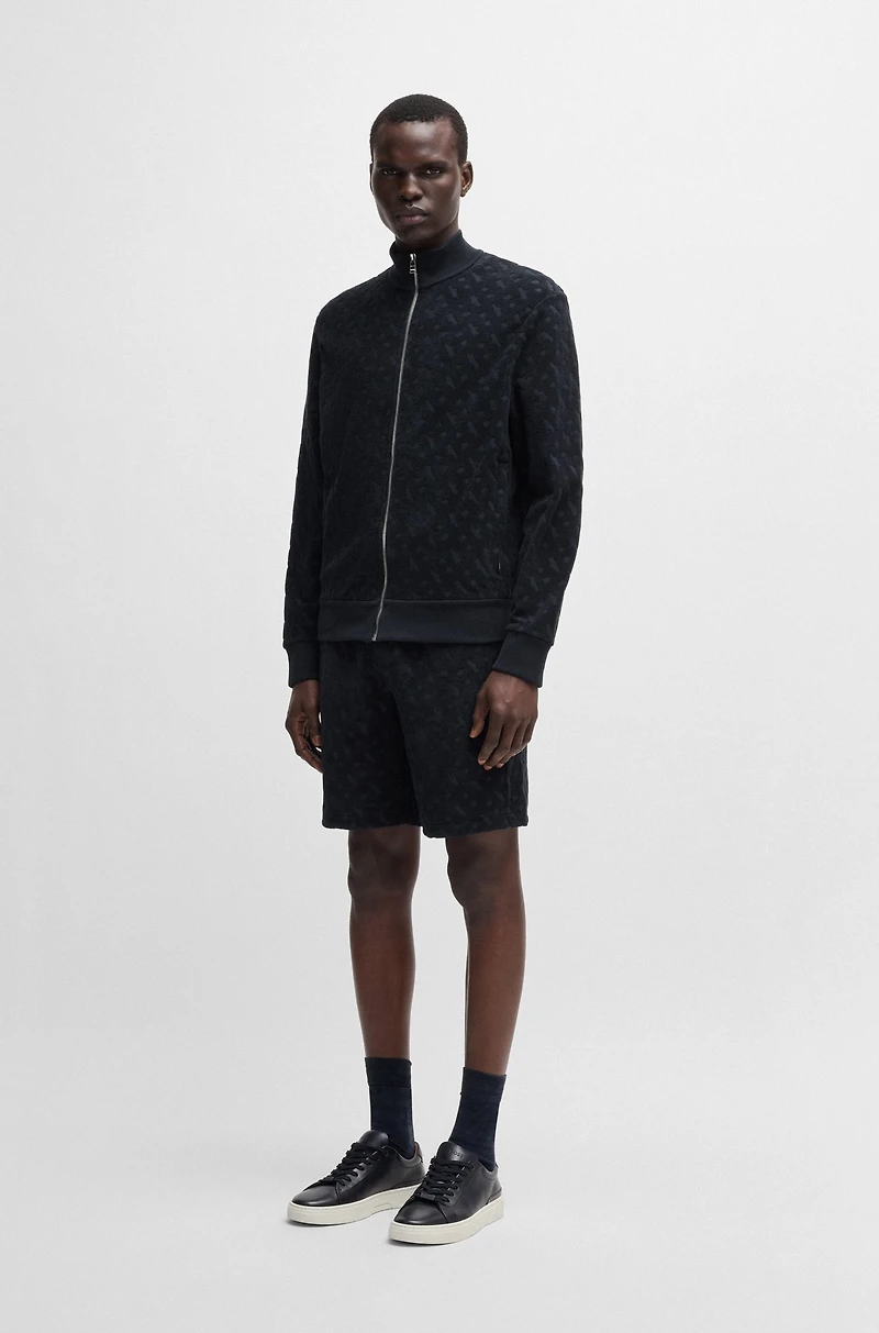 Cotton shorts with all-over monogram jacquard
