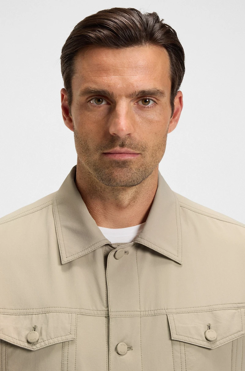 Relaxed-fit overshirt washable stretch fabric