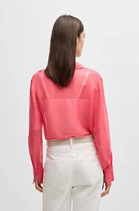 V-neck blouse ramie with collar detail