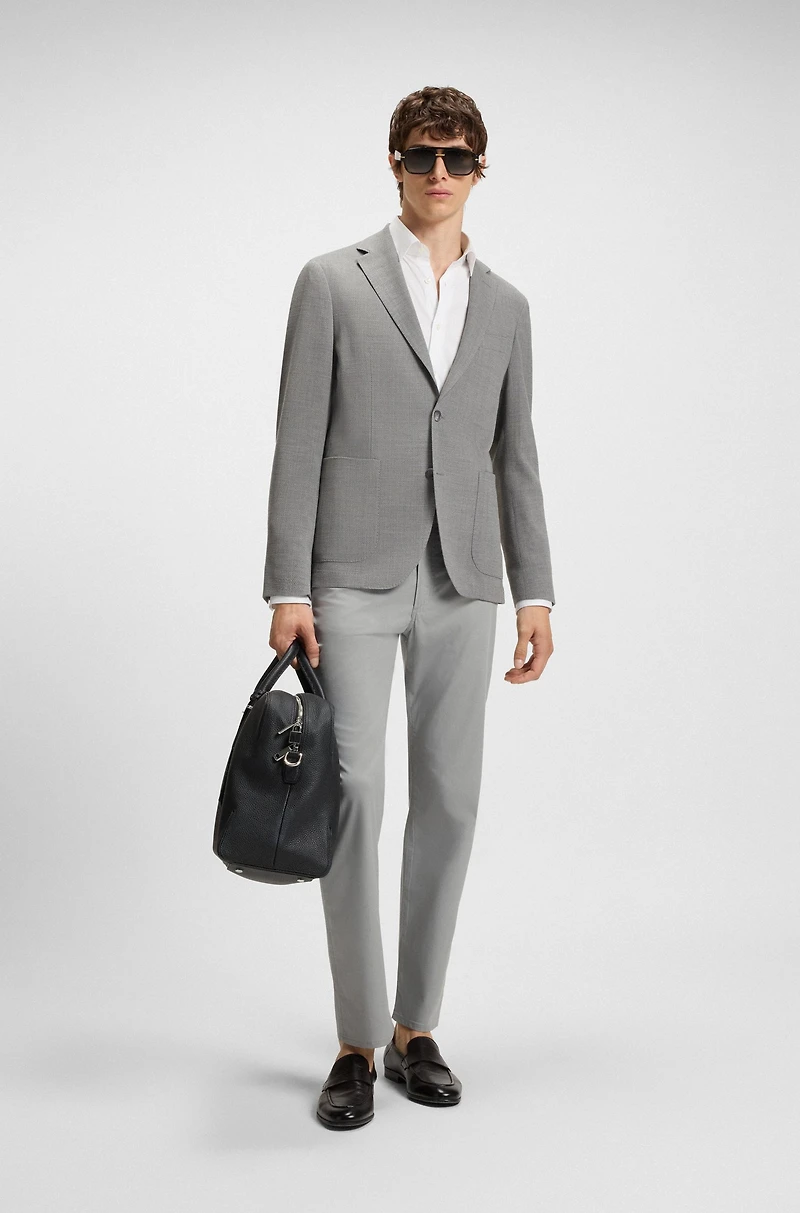 Slim-fit trousers cotton, silk and stretch