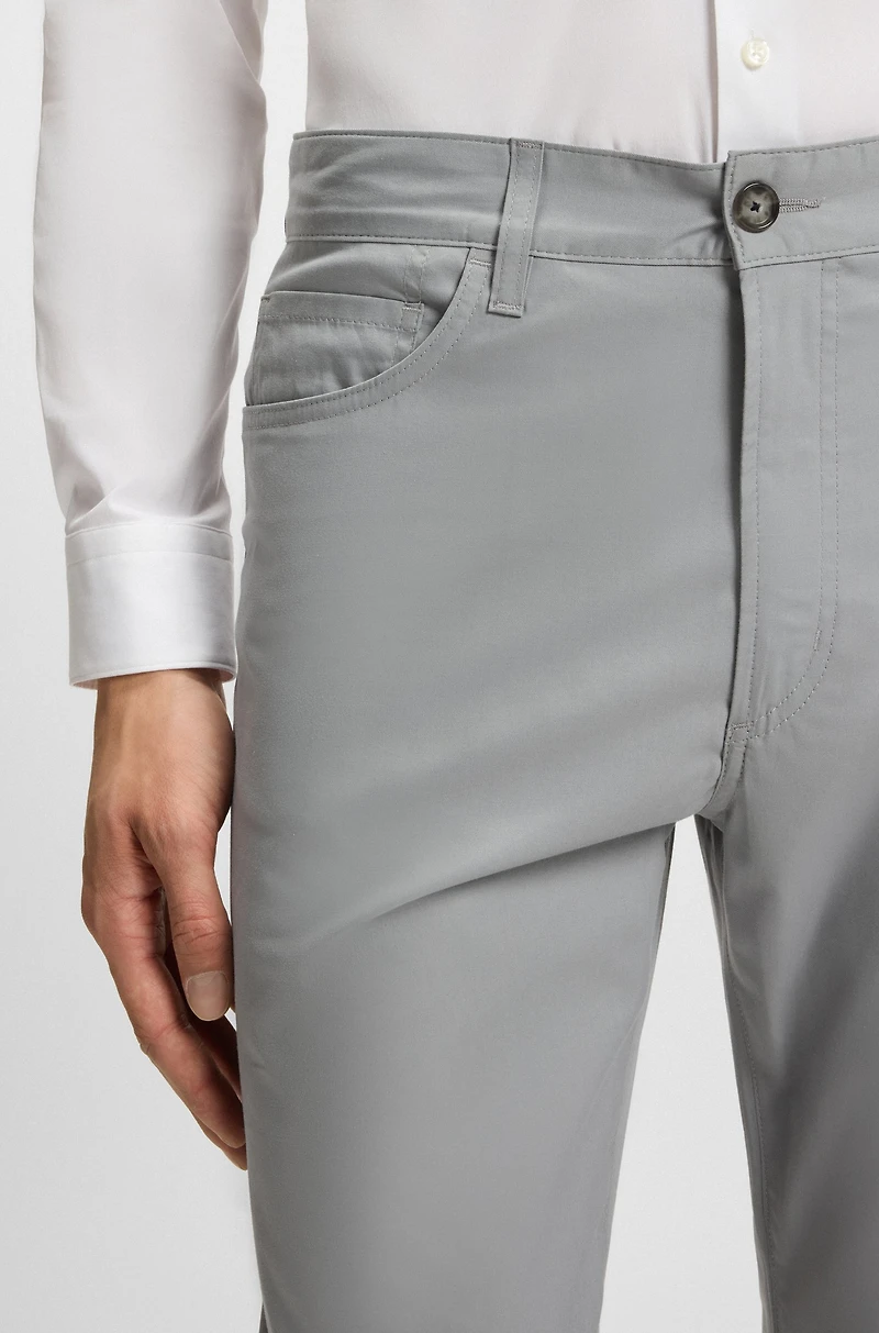 Slim-fit trousers cotton, silk and stretch