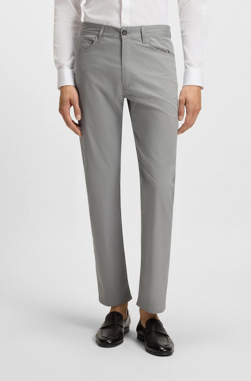 Slim-fit trousers cotton, silk and stretch