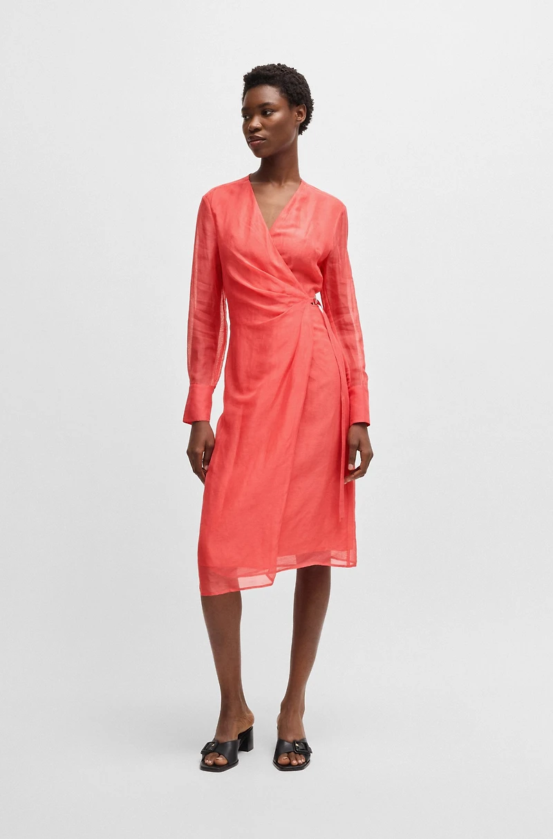 Wrap dress with sheer detailing