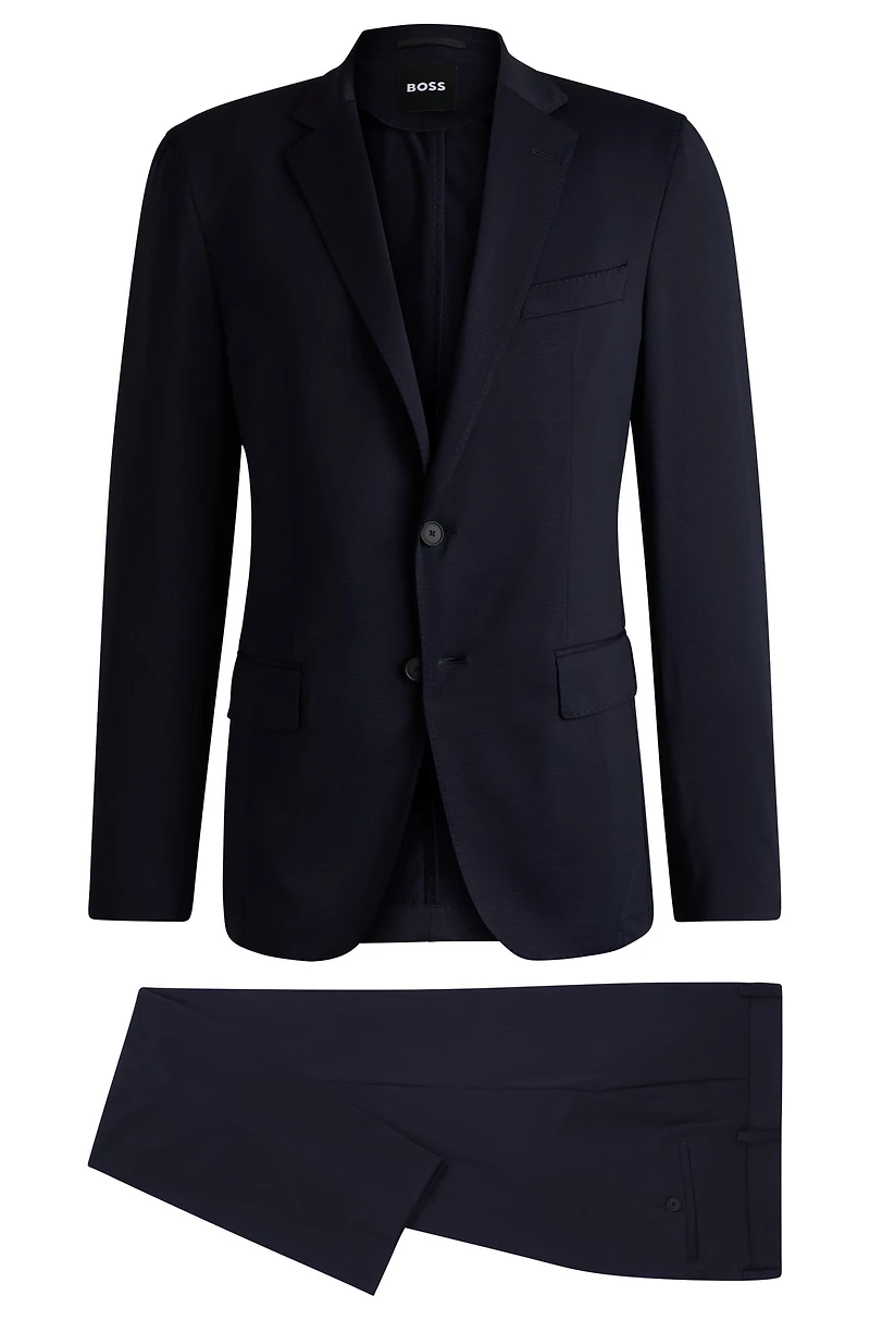 Slim-fit washable suit patterned performance-stretch fabric