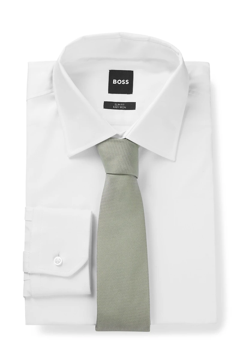 Micro-pattern jacquard tie with silk